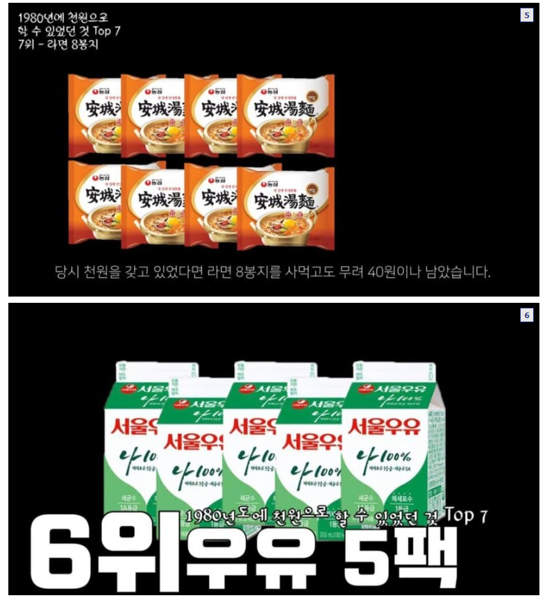 980년대에 현금 1000원으로 살수있었던것들
